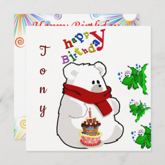 Happy Birthday Card Einladung Polar Bär