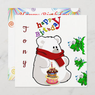 Happy Birthday Card Einladung Polar Bär