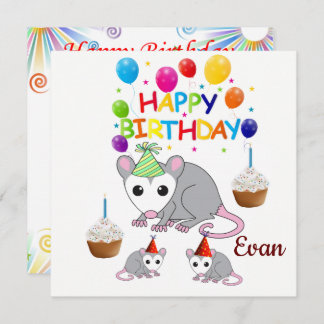 Happy Birthday Card Einladung Possum