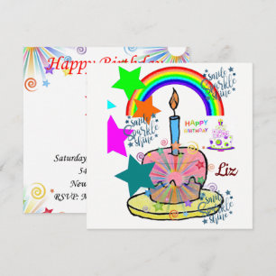 Happy Birthday Card Einladung Rainbow