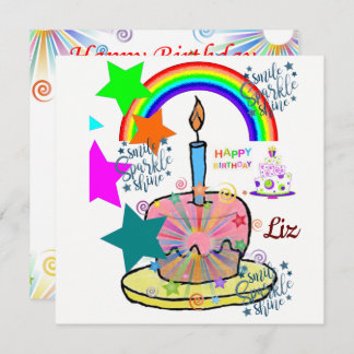 Happy Birthday Card Einladung Rainbow