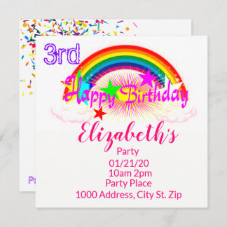 Happy Birthday Card Einladung Rainbow Confetti