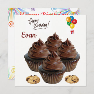 Happy Birthday Card Einladung Schokolade Cupcake