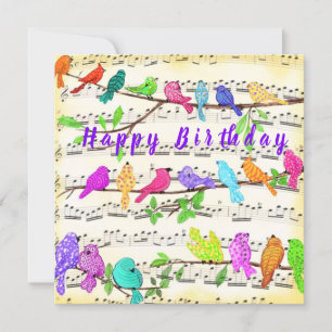 Happy Birthday Card farbenfrohe Musik Birds Song