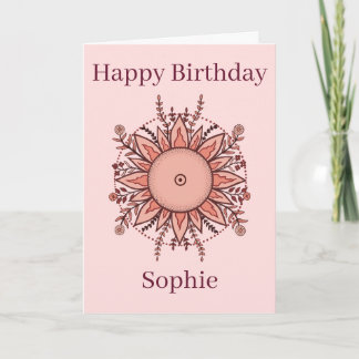 Happy Birthday Card Floral Sun Pink Karte