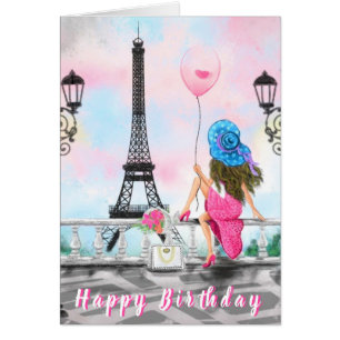 Happy Birthday Card Frau in Paris