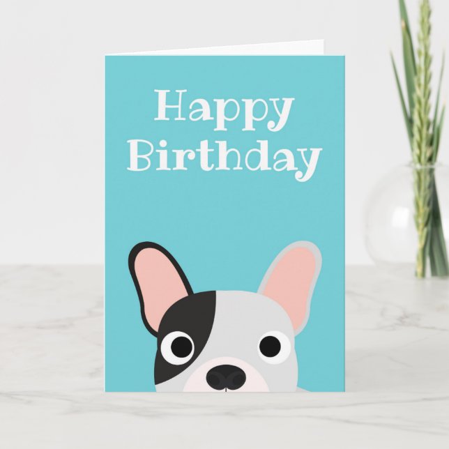 Happy Birthday Card French Bulldog Dog Blank Karte (Vorderseite)