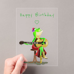 Happy Birthday Card Frog Gitarre spielen Funny Acryleinladungen