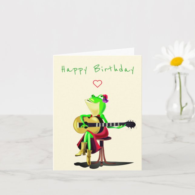 Happy Birthday Card Frosch Gitarre spielen Karte (Kleine Pflanze)