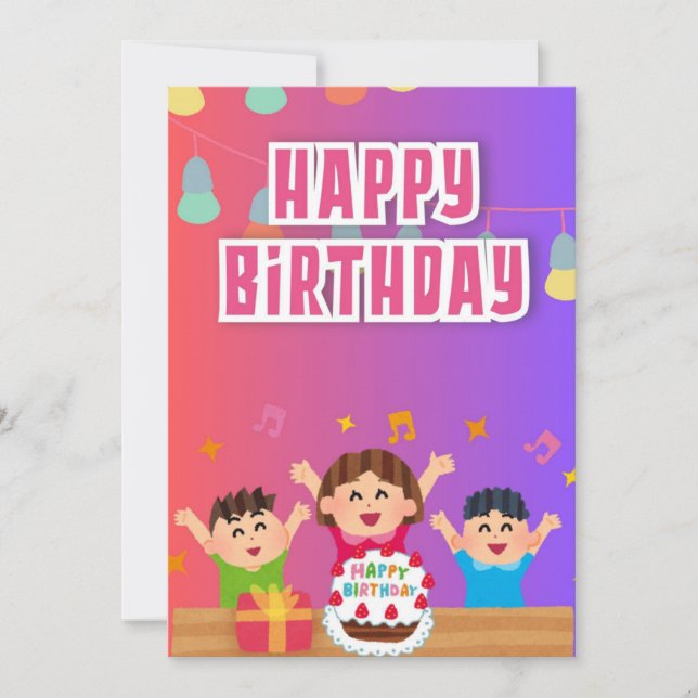 Happy Birthday Card (Fun Family Theme) Einladung (Vorderseite)