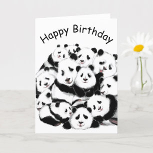 Happy Birthday Card Funny Panda Familie Karte