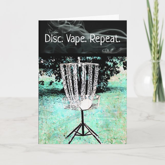 Happy Birthday Card für einen Disk Golfer und Vape Karte (Vorderseite)