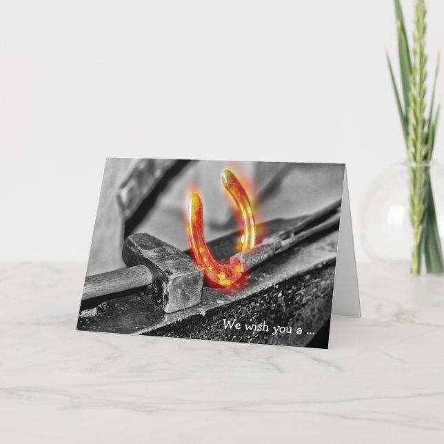 Happy Birthday Card: Glühendes Horseshoe Karte (Vorderseite)