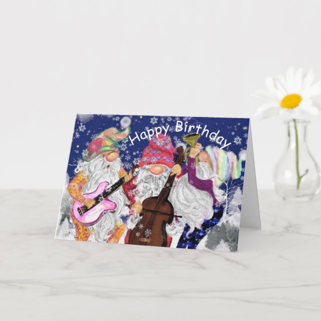 Happy Birthday Card Happy Gnomes Music Band Karte (Kleine Pflanze)