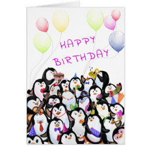 Happy Birthday Card Happy Pinguins Party