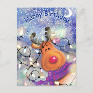 Happy Birthday Card - Happy Rentier Postkarte