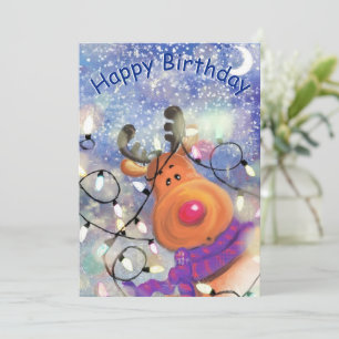 Happy Birthday Card Happy Rentier - Weihnachten Karte