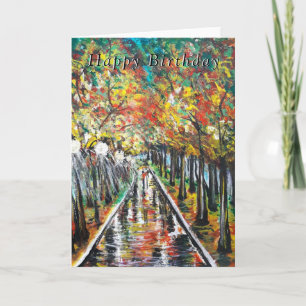 Happy Birthday Card Herbstmalerei Karte