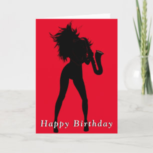Happy Birthday Card Hot Saxo Jazz Girl Tanz Karte