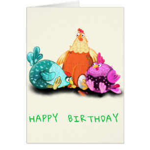 Happy Birthday Card Hühner Wartend Eierschlaf