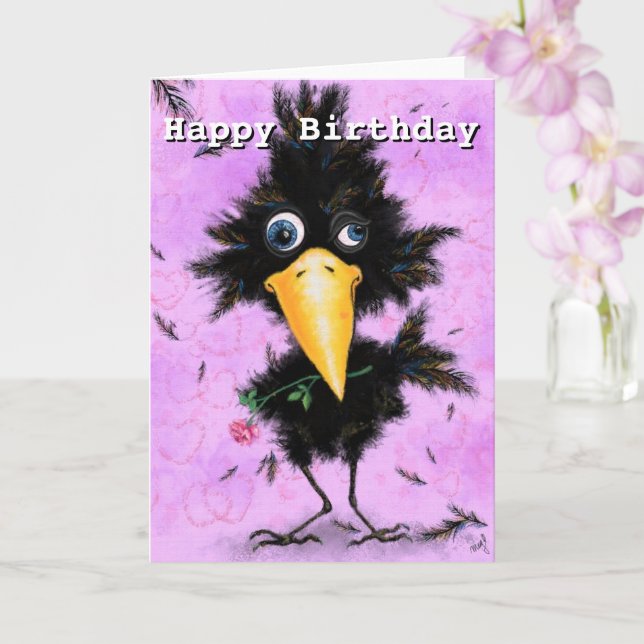 Happy Birthday Card in Liebe Crow - Funny Karte (Orchidee)