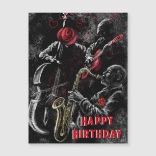 Happy Birthday Card Jazz Music Band Magnetkarte