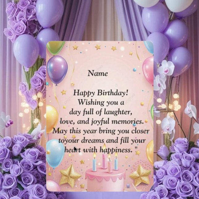  Happy Birthday Card - Joyful Wishes, Balloons & C Einladung (Von Creator hochgeladen)