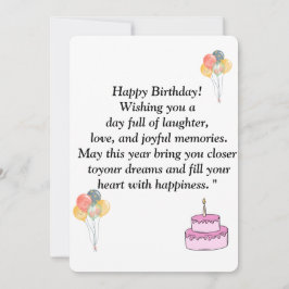 Happy Birthday Card - Joyful Wishings, Balloons & Einladung