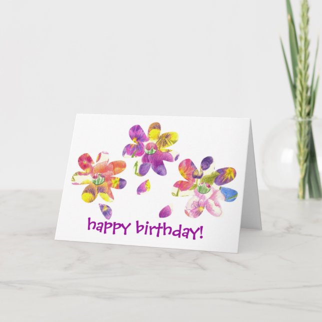 Happy Birthday Card Kinder Bright Pansy Blume Karte (Vorderseite)