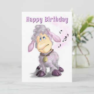 Happy Birthday Card Kleines Lamm mit Glocke