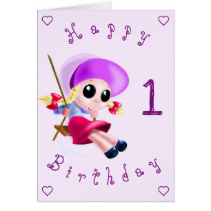 Happy Birthday Card Kleines Mädchen Schwingen Sie