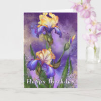 Happy Birthday Card Lila Iris Blume Irises