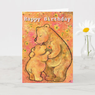 Happy Birthday Card Mama und Baby Bear Hug Karte