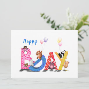 Happy Birthday Card mit Baby Bears Party