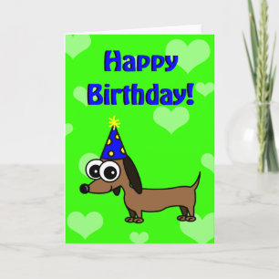 Happy Birthday Card mit Cartoon Dackel Karte