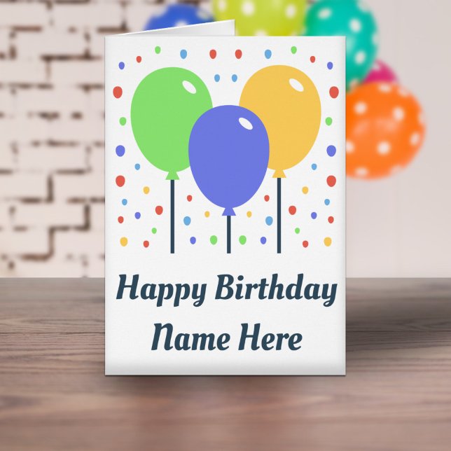 Happy Birthday Card mit farbigen Balloons (Happy Birthday Card with Colored Balloons)