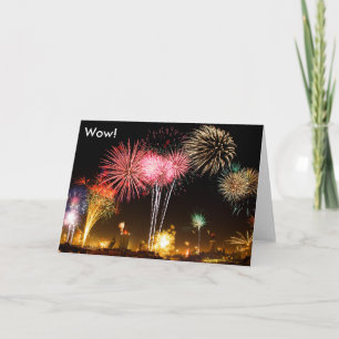 Happy Birthday Card mit Fireworks: Wow! Karte