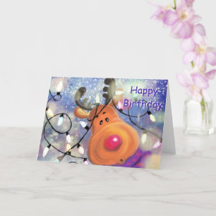 Happy Birthday Card mit Happy Rentier - Funny Karte