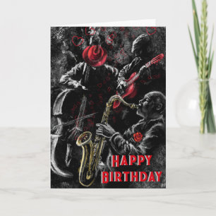 Happy Birthday Card mit Jazz Music Band Karte