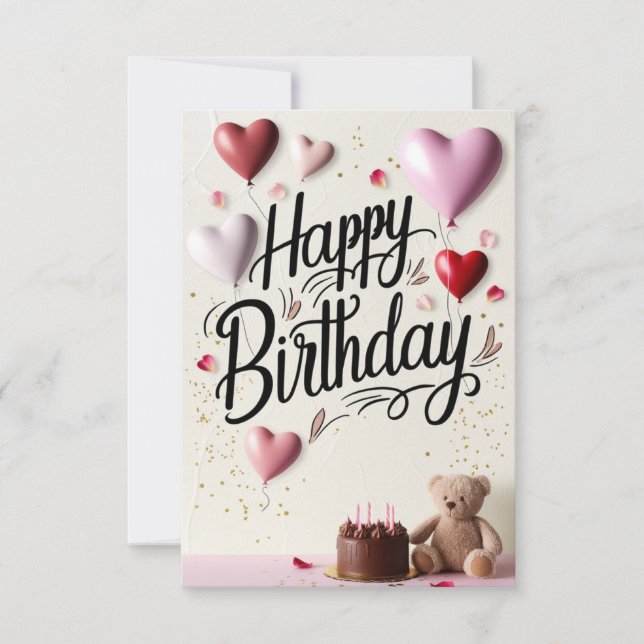 Happy Birthday Card mit Liebe Herz (Vorderseite)