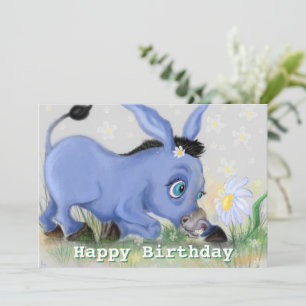 Happy Birthday Card mit Little Donkey und Daisy