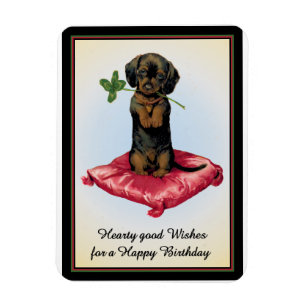 Happy Birthday Card mit Niedlicher Dackel Magnet