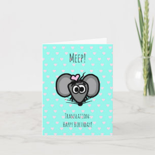 Happy Birthday Card mit Niedlicher Maus (Aquamarin Karte