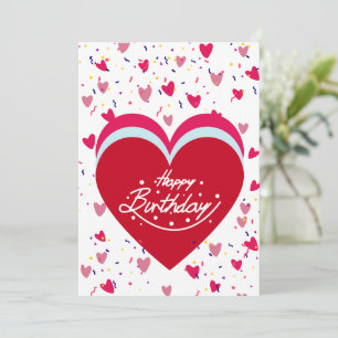 Happy Birthday Card mit rotem HERZ Hintergrund Feiertagskarte