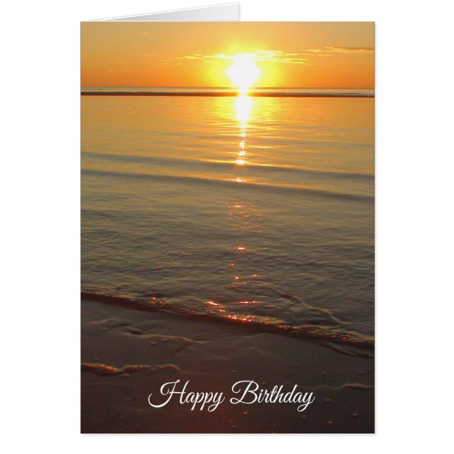 Happy Birthday Card mit schönem Ocean Sunset (Vorne)