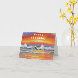 Happy Birthday Card mit Sea Sunset - Malerei Karte