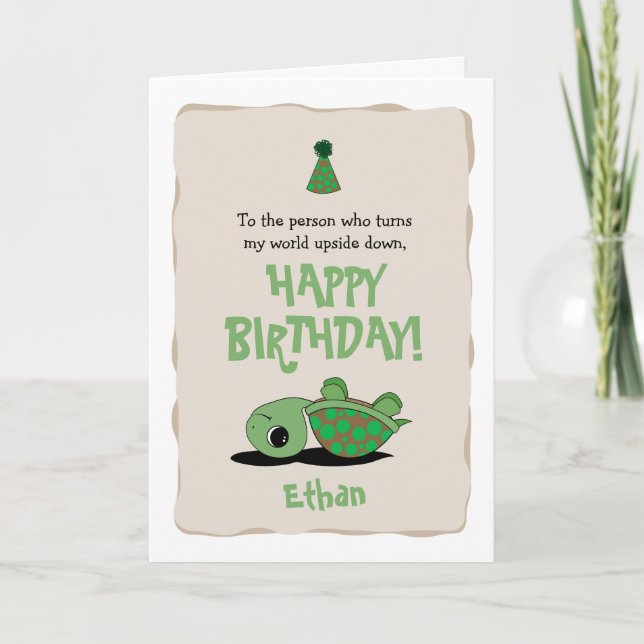 Happy Birthday Card mit Updown Turtle Karte (Vorderseite)
