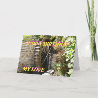 Happy Birthday Card mit Wasserrad Karte