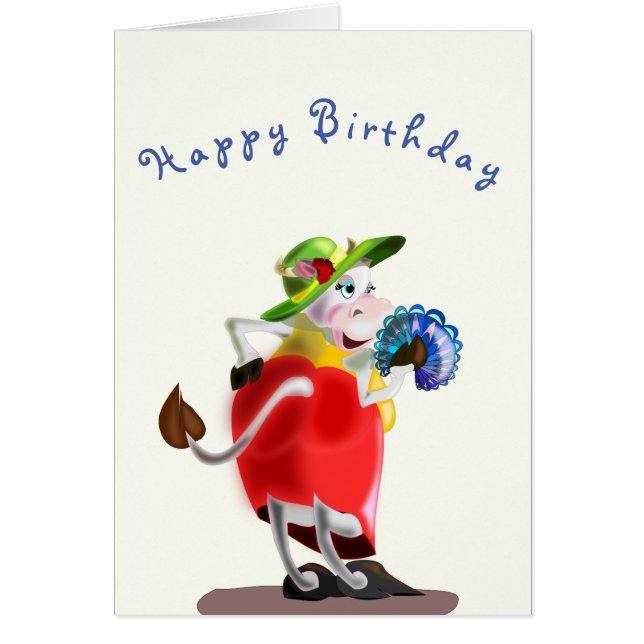 Happy Birthday Card Moderner Kuh Spaß (Vorne)