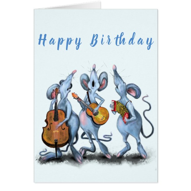 Happy Birthday Card Musical Mouse Band (Vorne)